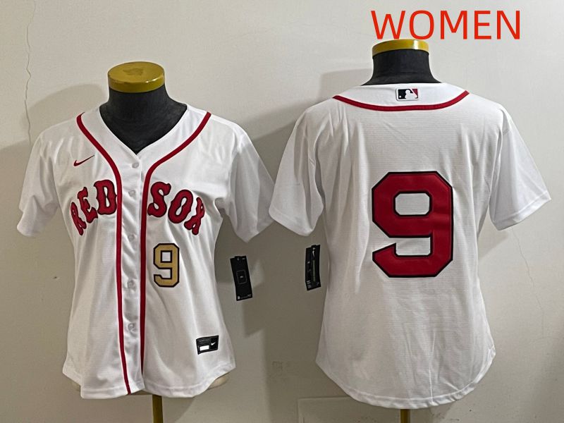 Women Boston Red Sox #9 No Name White Game 2025 Nike MLB Jersey style 3->women mlb jersey->Women Jersey